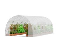 VEVOR Serre Tunnel Plantes Cadre Galvanisé Couverture PE Blanche 590x295x198 cm