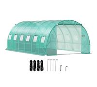 VEVOR Serre Tunnel Jardin 6,1x3x2,1 m Tente Abri Plantes Cadre en Acier Galvanisé Couverture Étanche PE 3 Poutres Supérieures 4 Poteaux Diagonaux 2 Portes 12 Fenêtres pour Cultiver Légumes Fleurs Vert