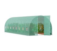 VEVOR Serre Tunnel Jardin, 835x290x225 cm, Tente Abri Plantes avec Cadre en Acier Galvanisé, Couverture en PE Verte, Porte à Glissière Enroulable, 16 Fenêtres, pour Extérieur Cultiver Légumes Fleurs