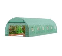 VEVOR Serre Tunnel Jardin, 890x295x198 cm, Tente Abri Plantes avec Cadre en Acier Galvanisé, Couverture en PE Verte, Porte à Glissière Enroulable, 12 Fenêtres, pour Extérieur Cultiver Légumes Fleurs
