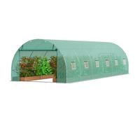 VEVOR Serre Tunnel Jardin, 890x295x198 cm, Tente Abri Plantes avec Cadre en Acier Galvanisé, Couverture en PE Verte, Porte à Glissière Enroulable, 12 Fenêtres, pour Extérieur Cultiver Légumes Fleurs