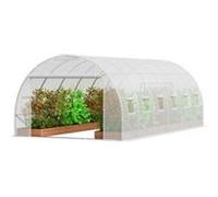 VEVOR Serre tunnel jardin 590×295×198 cm – Cadre galvanisé, PE blanche, porte à glissière