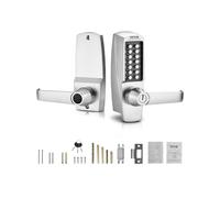 VEVOR Serrure à Code Mécanique à 14 Touches, Serrure de Porte d'Entrée Sans Clé à Clavier Mécanique, avec Poignée et Clés, en Acier Inoxydable, pour Maison, Bureau, Clôture Extérieure, Garage, Cour