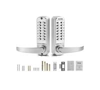 VEVOR Serrure à Code Mécanique à 14 Touches, Serrure de Porte d'Entrée Sans Clé à Clavier Mécanique, avec Poignée, Double Face, en Acier Inoxydable, Étanche, pour Maison, Clôture Extérieure, Argenté