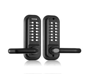 VEVOR Serrure de Porte Mécanique sans Clé Verrou à Code en Alliage de Zinc Clavier Double-Face Poignée de Porte d’Entrée Extérieure Gauche et Droite Réversible pour Porte d'Une Épaisseur de 35 à 65 mm