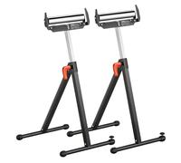 VEVOR Servante à Rouleaux Lot de 2 Support à Rouleau Pliable Capacité Charge 113 kg Hauteur Réglable 685,8-1092,2 mm avec Tête à Rouleau Acier Poli, pour Support Sortie Scie à Table pour Travail Bois