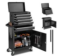 VEVOR Servante d'Atelier avec Coffre Amovible, Armoire à Outils Mobile 2 en 1, Organiseur 5 Tiroirs Roulettes Verrouillables, Barre de Verrouillage, Chariot de Rangement pour Garage, Entrepôt, Atelier