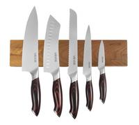 VEVOR Set Couteau Cuisine avec Porte-couteaux Magnétique, 6 PCS, Lame en Acier Inox à Haute Teneur et Manche Ergonomique en Bois de Finition Noyer, Bloc à Couteaux de Support Aimanté Puissant Mural