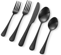 VEVOR Ménagère ensemble de couverts en acier inox 30 pcs pour 6 personnes noir