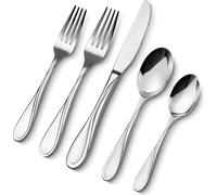 VEVOR Ménagère 45 pièces, couverts en acier inoxydable de qualité alimentaire, finition polie miroir, lavables au lave-vaisselle, avec couteau, fourchette, cuillère, pour cuisine, maison, 8 personnes