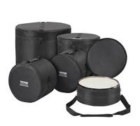 VEVOR Set de 5 sacs de batterie, tissu Oxford 1680D, rembourré avec bandoulière amovible de 1,5 m, poignées de transport, pour kick 55,88 cm, tom 30,48 cm, tom 33,02 cm, tom 40,64 cm, caisse claire 35