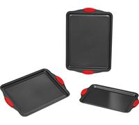 VEVOR Moule à pâtisserie, lot de 3, moule à charnière antiadhésif en acier au carbone, plaque et plateau de cuisson empilable avec poignée en silicone, pour cuisson de biscuits, gâteaux, muffins, pain