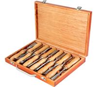 VEVOR Set de ciseaux à bois 60CRV Outil de sculpture sur bois 12 pièces acier à haute vitesse Set de ciseaux à bois avec coffret