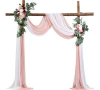 VEVOR Set de fleurs d'arc de mariage, set de fleurs d'arc de mariage rose avec rideaux (set de 4) pour bouquet de cérémonie, décoration de fond de réception