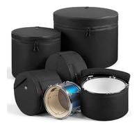 VEVOR Set Housse pour Batterie, 600D, Sac pour Batterie 5 PCS pour Transport Rangement Protection de Caisse Claire, Grosse Caisse, Tom Différentes Tailles, Rembourrage Épais, avec Bandoulière, Poignée