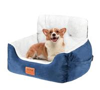 VEVOR Siège auto pour chien petit 9 kg, siège rehausseur pour chien, dossier haut, poche de rangement, laisse de sécurité à clipser, rembourrage coton PP, lit pour animal de compagnie, bleu foncé gris