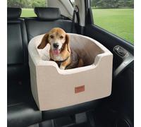 VEVOR Siège auto pour chiens petits et moyens 25 kg, siège rehausseur imperméable pour chien, poche de rangement, laisse de sécurité à clipser, rembourrage éponge, lit pour animal de compagnie, marron