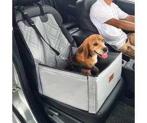 VEVOR Siège d'auto pour chiens petite taille 12 kg, siège rehausseur pour chien, avec cadre de support, laisse de sécurité à clipser, rembourrage en coton, lit voiture pour animal de compagnie, gris