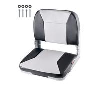 VEVOR Siège de bateau à dossier bas, chaise de bateau de pêche pliable avec coussin en éponge épais et cuir PVC imperméable, charnières en alliage d'alu, relevable pour yachts, navires, noir et gris