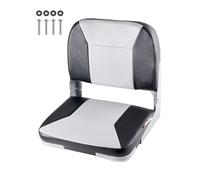 VEVOR Siège de bateau à dossier bas, chaise de bateau de pêche pliable avec coussin en éponge épais et cuir PVC imperméable, charnières en alliage d'alu, relevable pour yachts, navires, noir et gris