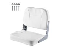 VEVOR Siège de bateau à dossier bas, chaise de bateau de pêche pliable avec coussin en éponge épais et cuir PVC imperméable, charnières en alliage d'alu, siège relevable pour yachts, navires, blanc