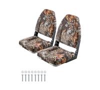VEVOR Siège de Bateau à Dossier Haut 2PCs, Support de Siège de Bateau Pliable, avec Coussin en Éponge Épais et Tissu en Polyester PU, Charnières en Alliage d'Aluminium, pour Pêche, Camouflage