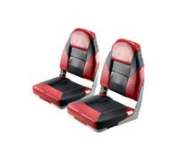 VEVOR Siège de bateau à dossier haut, chaise de bateau de pêche pliable avec coussin en éponge épais et cuir PVC imperméable, charnières en alliage d'aluminium pour yachts, navires, noir et rouge