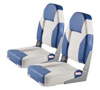 VEVOR Siège de Bateau Pliable 2PCs Siège Pilote Confortable à Dossier Haut Rembourrage en Éponge Haute Densité Assis de Bateau Imperméable pour Vedette Croisières Bateau de Pêche 50,5 x 43 x 55,5 cm