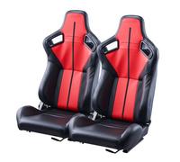 VEVOR Siège de course, lot de 2, cockpit de course réglable avec inclinaison grand angle et mousse haute résilience, cuir PVC souple et curseur Q235B, pour voitures de course et karts, noir+rouge