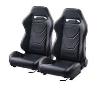 VEVOR Siège de course, lot de 2, cockpit de course réglable avec inclinaison grand angle et mousse haute résilience, avec cuir PVC souple et curseur Q235B, pour voitures de course et karts, noir