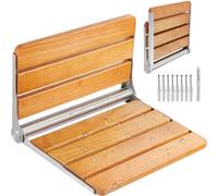 VEVOR Siège de Douche Pliant en Chêne, 40,8 x 34 cm Déplié, Banc de Douche à Fixation Murale, Capacité de Charge 199,58 kg, pour Personnes Âgées Femmes Enceintes et Enfants, Salle de Bain Entrée