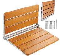 VEVOR Siège de Douche Pliant en Teck, 53 x 40,6 cm Déplié, Banc de Douche à Fixation Murale, Capacité de Charge 226,8 kg, pour Personnes Âgées Femmes Enceintes et Enfants, Salle de Bain Entrée