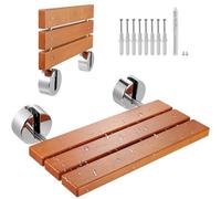 VEVOR Siège de Douche Rabattable en Teck, 51 x 33,5 cm Déplié, Banc de Douche à Fixation Murale, Capacité de Charge 199,58 kg, pour Personnes Âgées Femmes Enceintes et Enfants, Salle de Bain Entrée