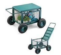 VEVOR Siège de Jardin Roulant, Tabouret de Jardinage sur Roues Robuste avec Bac de Rangement, Capacité de Charge 181 kg, Chariot avec Siège en Métal, pour Désherbage, Plantation, Terrasse, Extérieur