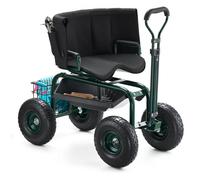 VEVOR Siège de Jardin Roulant, Tabouret de Jardinage sur Roues Robuste, Hauteur Réglable, Capacité Charge 181 kg, Chariot à Siège Pivotant à Dossier, pour Désherbage, Plantation, Terrasse, Extérieur