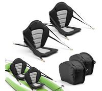 VEVOR Siège de Kayak Universel 2PCs, Dosseret SUP 12 mm d'Épaisseur, pour Planche à Pagaie Paddle Kayak Gonflable, avec Dossier, Coussin Rembourré Souple, Sac de Rangement et Sangles Réglables