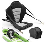 VEVOR Siège de Kayak Universel, Dosseret Sup 12 mm d'Épaisseur, pour Sup Paddle Planche à Pagaie Kayak Gonflable, avec Dossier, Coussin Rembourré Souple, Sac de Rangement et Sangles, Noir et Gris