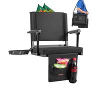 VEVOR Siège de stade pliable, 1 pièce, chaise de gradin avec accoudoir, support dorsal, coussin épais, chaise de stade rembourré avec bandoulière, crochets, porte-gobelet, pour événement sportif, noir