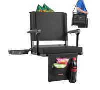 VEVOR Siège de stade pliable, 1 pièce, chaise de gradin avec accoudoir, support dorsal, coussin épais, chaise de stade rembourré avec bandoulière, crochets, porte-gobelet, pour événement sportif, noir