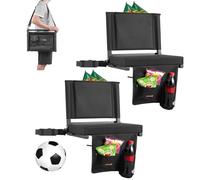 VEVOR Siège de stade pliable, 2 pcs, chaise de gradin avec dossier et coussin épais, chaise de stade rembourré avec bandoulière, crochets, porte-gobelet et poche latérale, pour événement sportif, noir