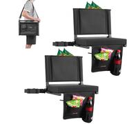 VEVOR Siège de stade pliable, 2 pcs, chaise de gradin avec dossier et coussin épais, chaise de stade rembourré avec bandoulière, crochets, porte-gobelet et poche latérale, pour événement sportif, noir