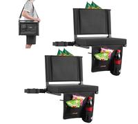 VEVOR Siège de stade pliable, 2 pcs, chaise de gradin avec dossier et coussin épais, chaise de stade rembourré avec bandoulière, crochets, porte-gobelet et poche latérale, pour événement sportif, noir