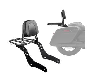 VEVOR Sissy Bar Compatible avec Honda Rebel CMX300 CMX500 2017-2022, Dosseret Passager Moto Amovible avec Porte-bagages, Dossier Arrière Moto avec Cadre en Métal et Coussin en Cuir, Hauteur 44,5 cm