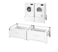 VEVOR Socle Lave Linge Hauteur 31 cm Support Machine à Laver Charge 150 kg Rehausseur à Tiroir pour Sèche-linge Réfrigérateur Compact Buanderie, en Acier Robuste, Pieds Antidérapants, Blanc, Lot de 2