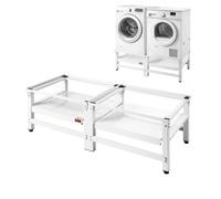 VEVOR Socle Lave Linge Hauteur 37 cm Support Machine à Laver Charge 318 kg Rehausseur à Plateau Coulissant pour Sèche-linge Réfrigérateur Compact, Acier Robuste, Pieds Antidérapants, Blanc, Lot de 2