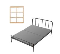 VEVOR Sommier à Lattes, 2 Pièces, Planche de Lit Bunkie, Épaisseur 38,1 mm, Support sous Matelas pour Lit 190x133 cm, Housse en Tissu Oxford 200D et Cadre en Bois, pour Chambre, Dortoirs, Hôtels, Gris