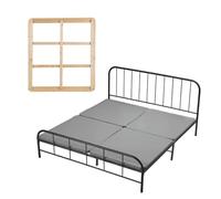 VEVOR Sommier à Lattes, 4 Pièces, Planche de Lit Bunkie, Épaisseur 38,1 mm avec Tissu Oxford 200D, Support sous Matelas pour Grand Lit Double King Size, Chambre, Dortoirs, Hôtels, 1880x2000 mm, Gris