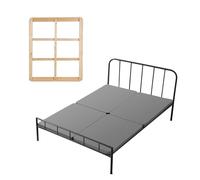 VEVOR Sommier à Lattes, 4 Pièces, Planche de Lit Bunkie, Épaisseur 38,1 mm avec Tissu Oxford 200D, Support sous Matelas pour Lit Double Queen Size, pour Chambre, Dortoirs, Hôtels, 1480x2010 mm, Gris