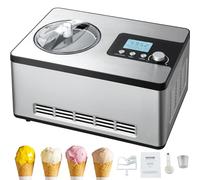 VEVOR Sorbetière Automatique Turbine à Glace Professionnelle 2 L 180 W Machine à Glace Électrique Écran LCD Préparation Rapide sans Pré-congélation pour Faire des Sorbets Yaourts Crème Glacée Gelato