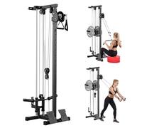 VEVOR Station de Musculation à Poulie 3 en 1, Machine à Tirage Vertical avec 18 Niveaux de Réglage en Hauteur, pour LAT Bras Gym Domicile, Poulie Haute Charge Maximale de 227 kg, Fixation Murale